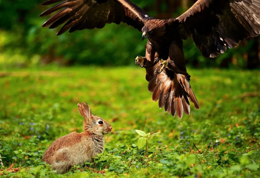 Eagle attacking a rabbit